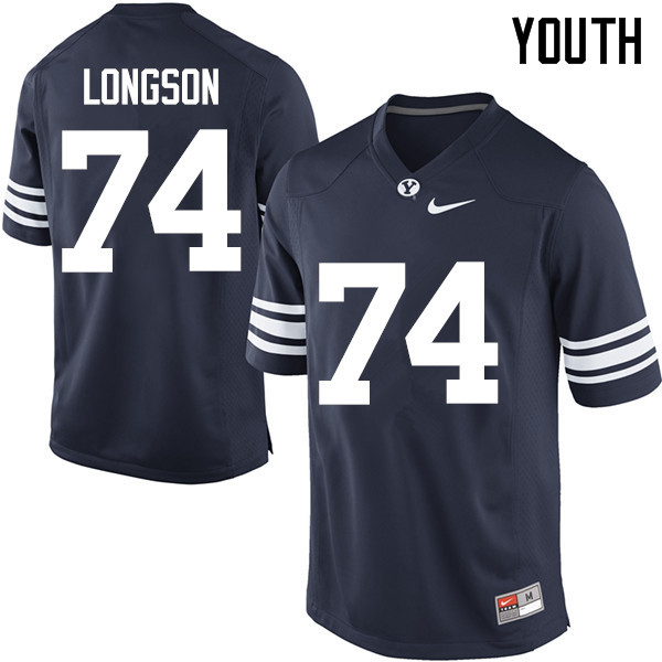 Youth #74 Kieffer Longson BYU Cougars College Football Jerseys Sale-Navy